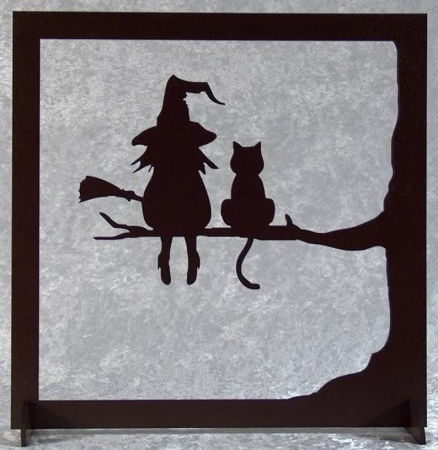 Ведьма с котом силуэт