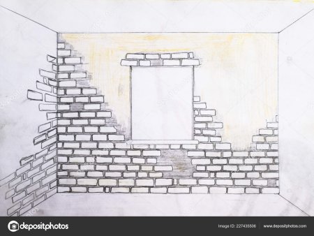 Нарисованные кирпичи на стене