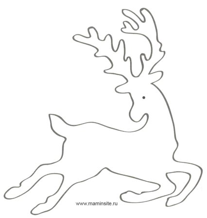 Новогодний олень трафарет