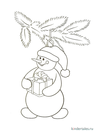 Новогодний Снеговик раскраска