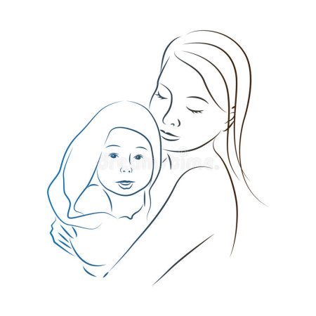 Нарисовать маму с ребенком на руках