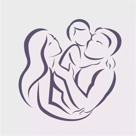 Силуэт мама папа и ребенок