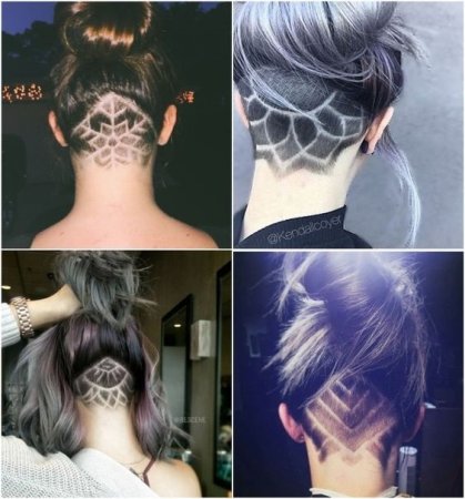 Выбритый затылок короткая стрижка рисунок