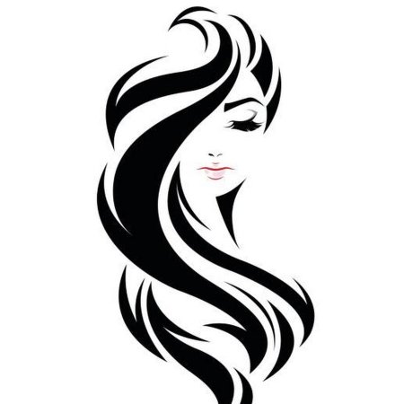 Силуэт девушки с длинными волосами