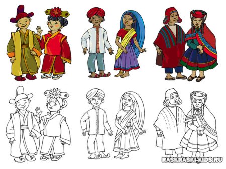 Раскраска народы мира