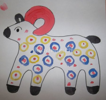 Дымковская роспись козлик