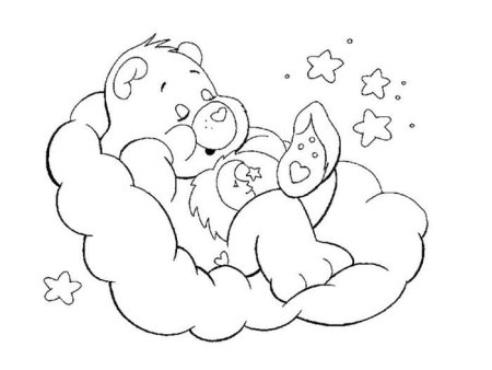 Раскраска Медвежонок на облаке