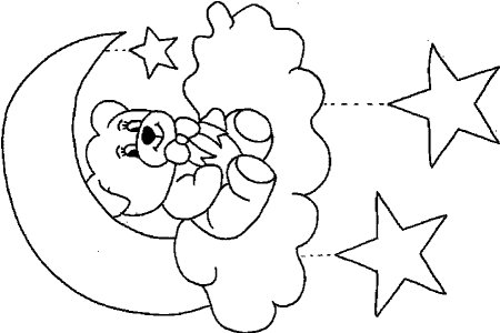 Медвежонок на месяце трафарет