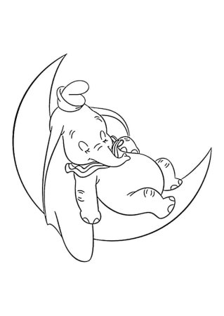 Слоник Дамбо раскраска