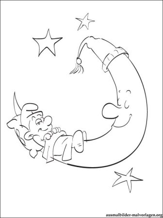 Мишка на Луне раскраска