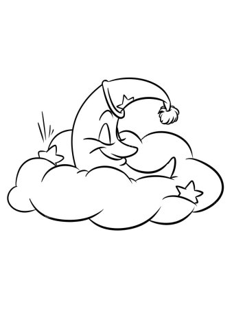 Спящие звери на облаке для разукрашивания