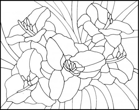 Витраж цветы эскизы