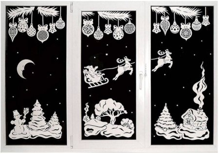 Трафареты на окна к новому году