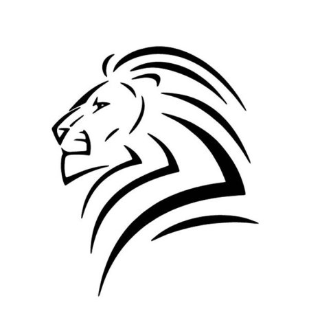 Тату Лев контурный