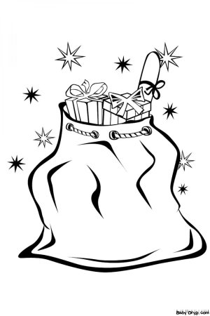 Мешок с подарками раскраска