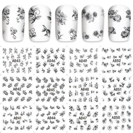 Наклейки на ногти черно белые