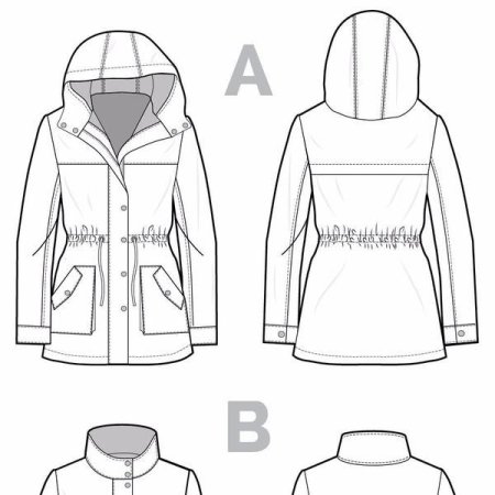 Выкройка ветровки женской с капюшоном Бурда