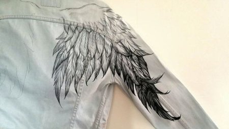 Роспись джинсовки с крыльями