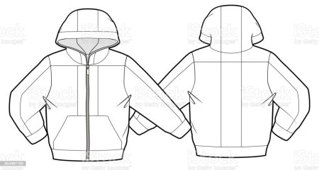 Технический рисунок куртки с капюшоном