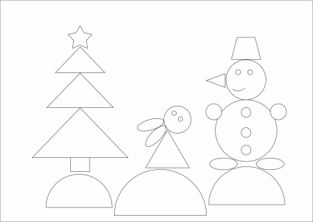 Новогодняя аппликация из геометрических фигур