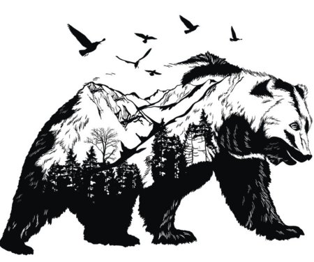 Силуэт медведя в лесу