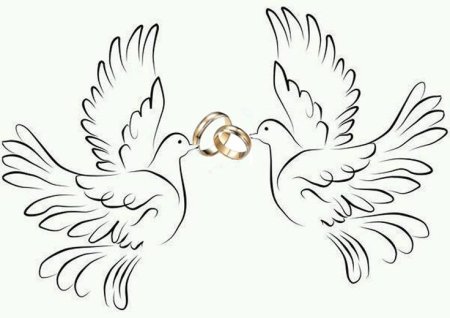 Свадебные голуби трафарет