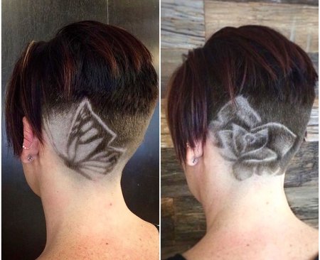 Короткие женские стрижки с рисунками выбритыми