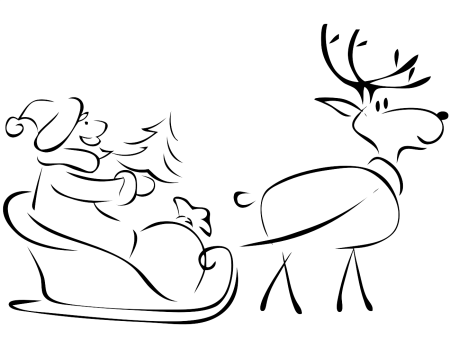 Новогодние сани с оленями