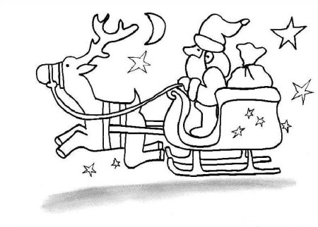 Санта с оленями на окно