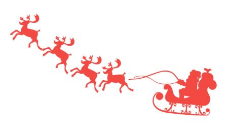 Раскраска сани Деда Мороза с оленями