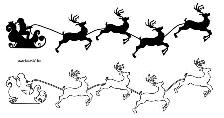 Олени в упряжке трафарет