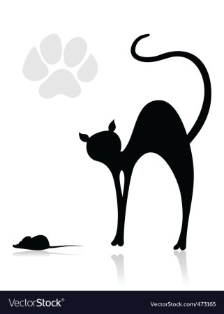 Силуэт кошки и мышки