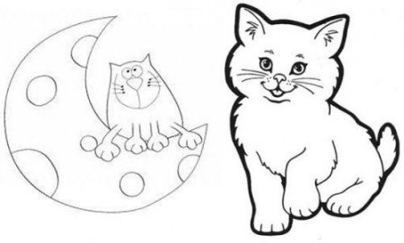 Трафарет котика для рисования