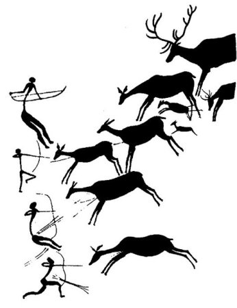 Охота на оленей Наскальная живопись