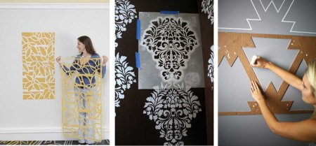 Рисунок на стене с помощью трафарета