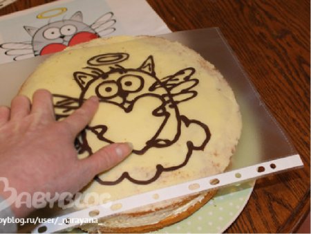 Рисование шоколадом на торте