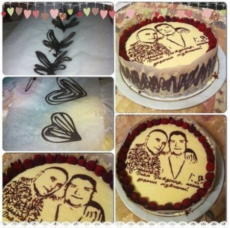 Рисунок на торте шоколадом