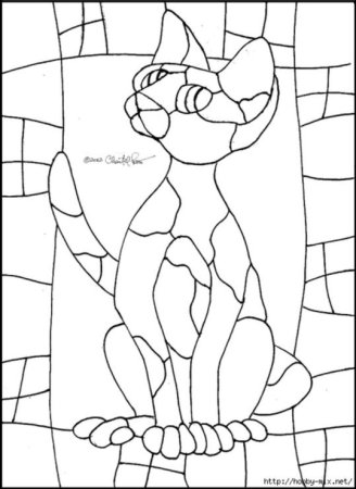 Эскизы витражей кошки