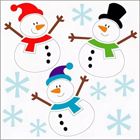 Снеговики на окна цветные