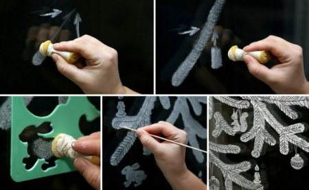 Рисование на стекле зубной пастой