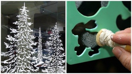 Елка зубной пастой на окне