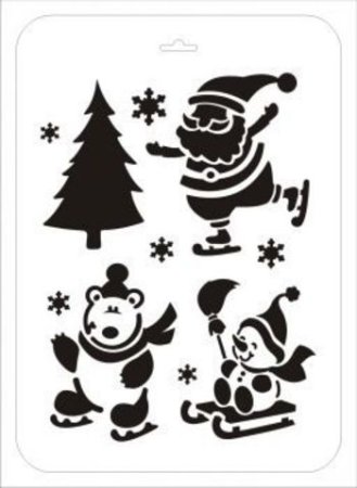 Трафарет для рисования на стекле новый год