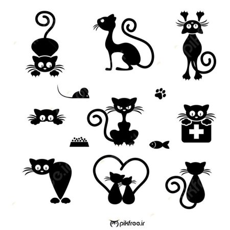 Силуэты котов и кошек