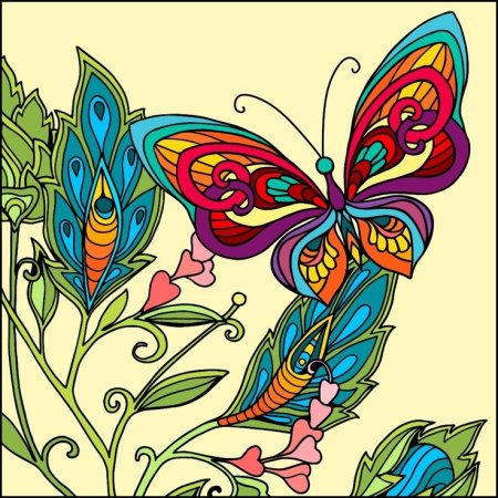 Бабочки витражная роспись
