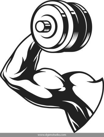 Рука с гантелей силуэт
