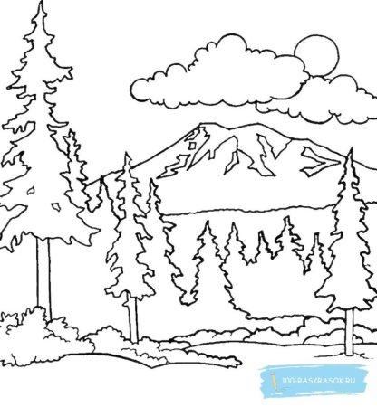 Пейзаж раскраска для детей