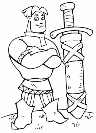 Раскраска богатырь Добрыня Никитич