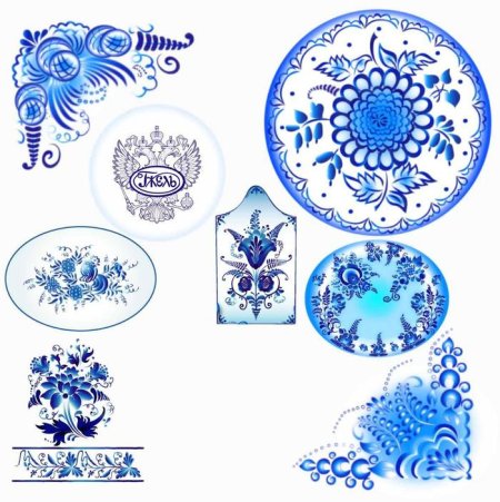 Трафарет тарелки для росписи Гжель