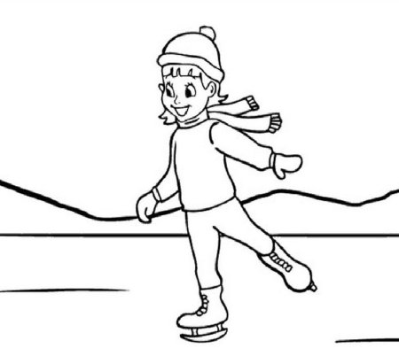 Раскраска дети катаются на коньках