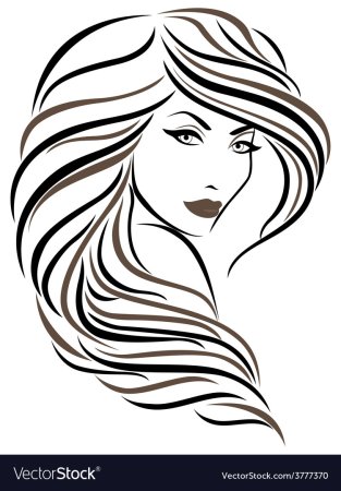 Силуэт лица девушки с волосами